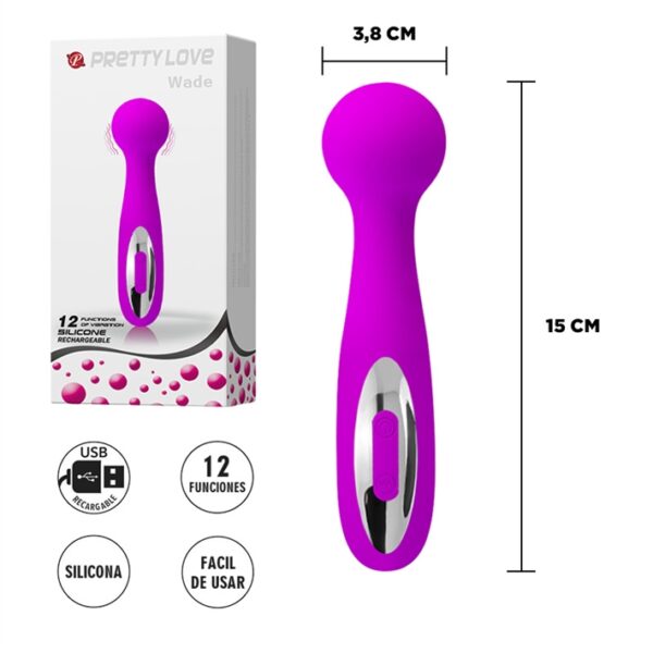 Wade estimulador vaginal con carga USB y 12 funciones de vibracion