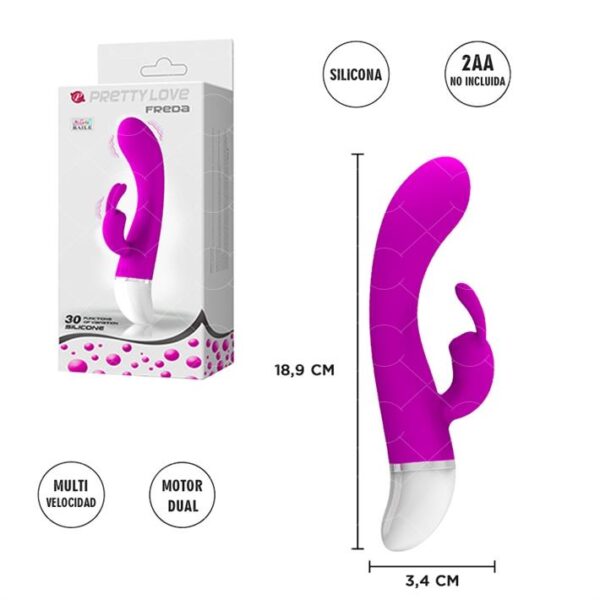Freda vibrador siliconado con estimulador de clitoris y 30 velocidades