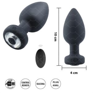 Plug M  anal con vibracion carga USB y control remoto