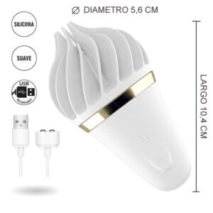 Helado con movimiento  ROTADOR estimulador de clitoris blanco recargable satisfyer simula multiples lenguas